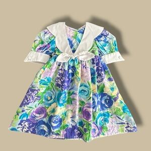 VINTAGE CARY SAN FRANCISCO SZ 2T MultiColor Dress PETER PAN COLLAR PURPLE/BLUE
